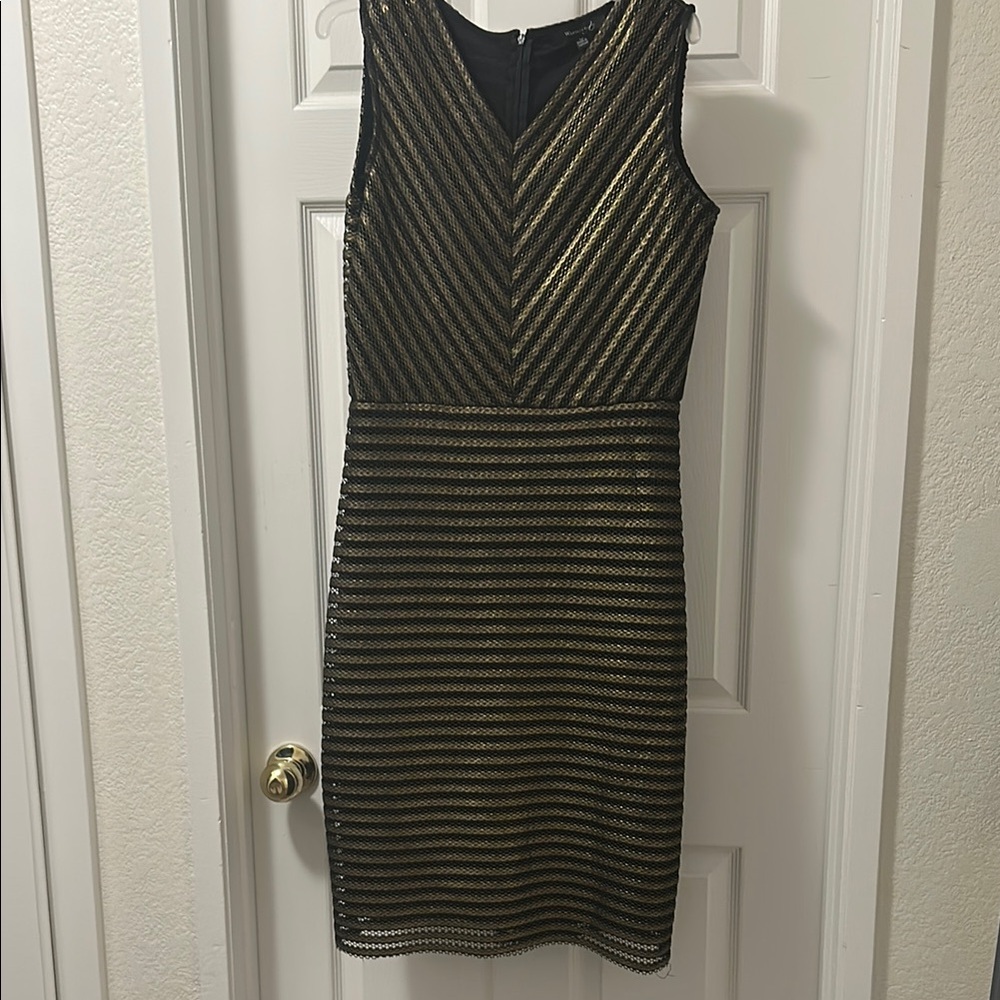 Elegant Black and Gold Striped Dress